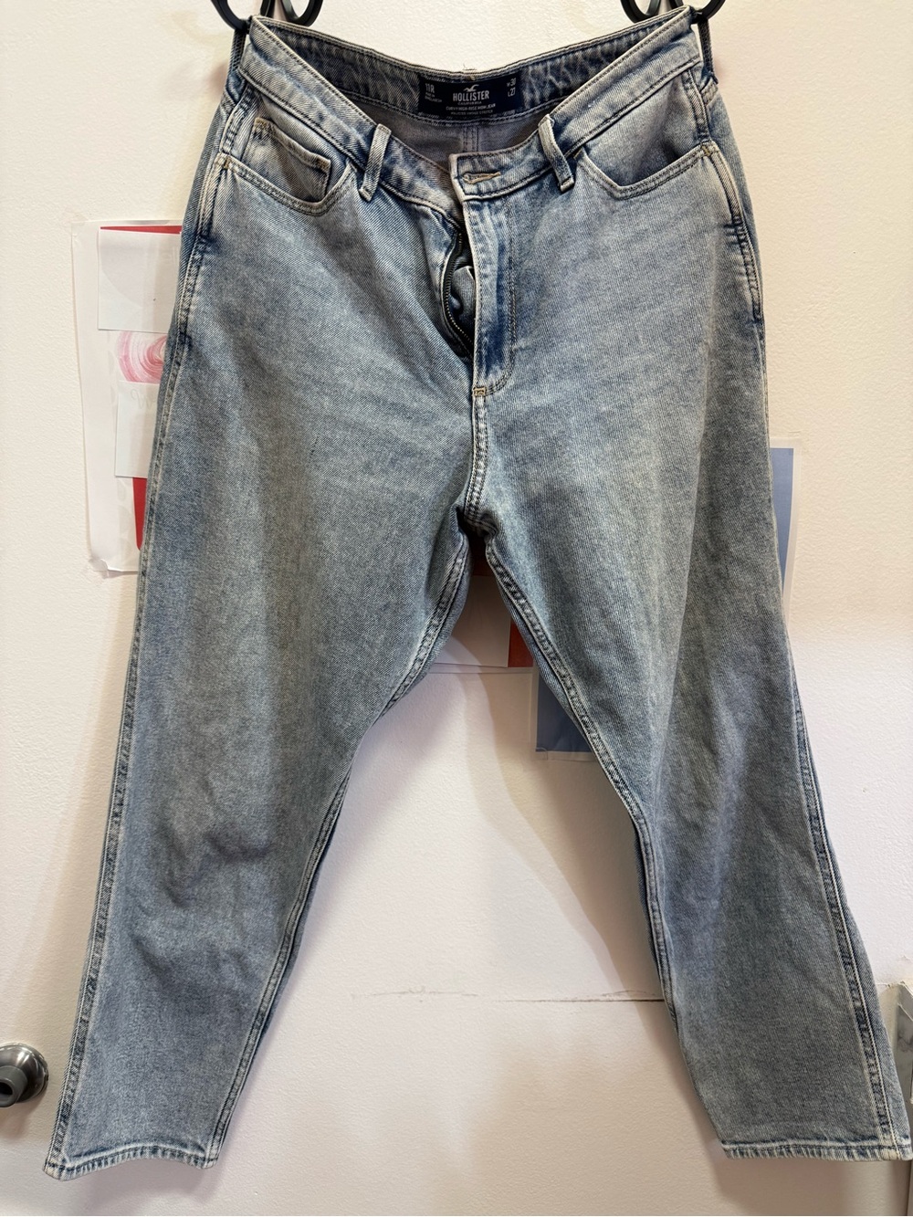 Hollister Women's Straight Leg Light Blue Washed Jeans
